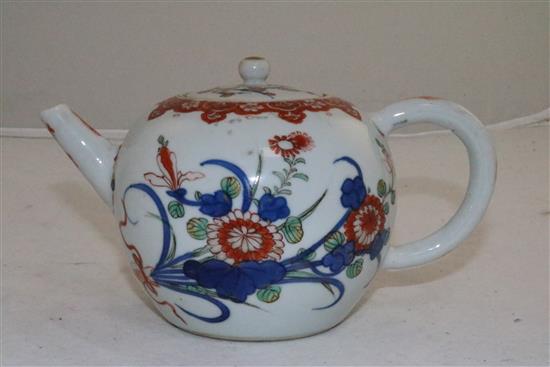 A Japanese Arita globular teapot, c.1700-20, height 11cm, slight faults